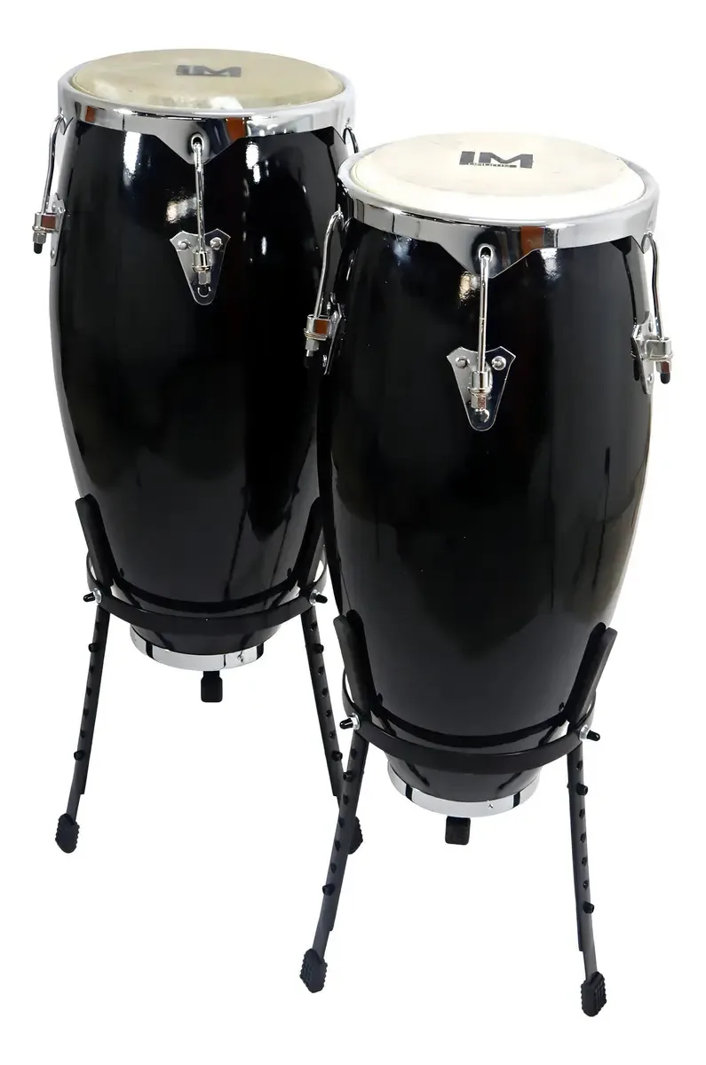 Congas de tambores de 10 e 11 Lm Cg-1200 10* 11 Bk, cor de fibra preta, preto