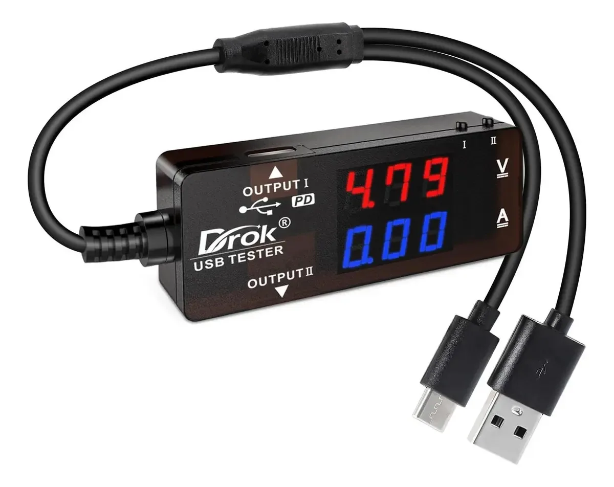 Usb Drok Tester, Usb-a Usb-c 2.0 Multimeter Dual Ports 7