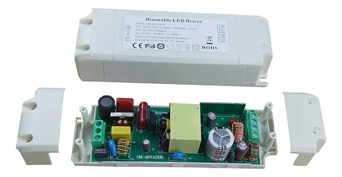 Adaptador de alimentação de driver de corrente constante de 25w-40w para escritório Downlight Panel Light Tuv Saa Ce 50v-76v 600mA, 0-10v 1-10v Entrada ajustável 100-240v Ac Cor: bege, tamanho