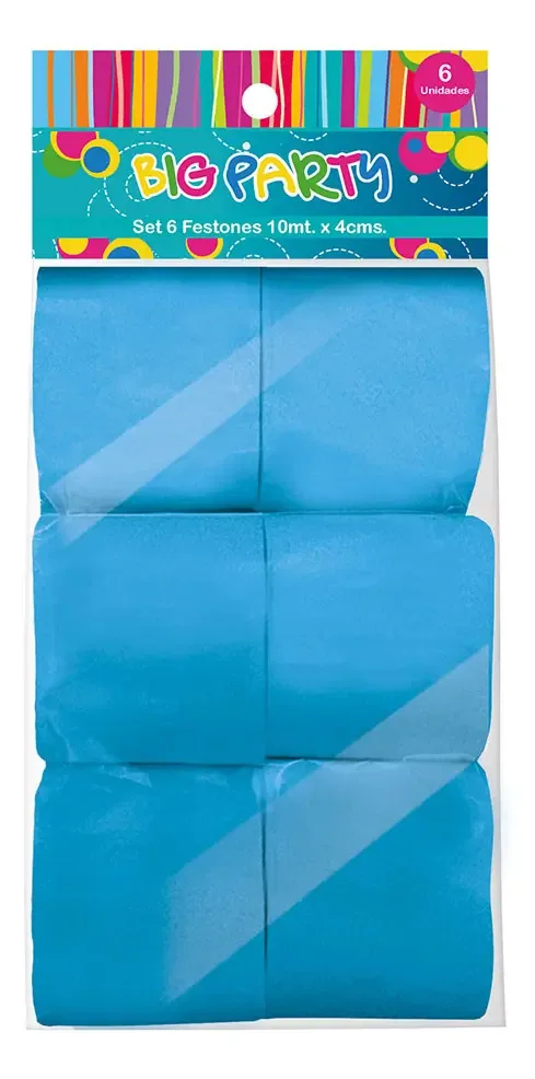 Conjunto de 6 celestiais festões de 10 m x 4 cm, cor azul claro