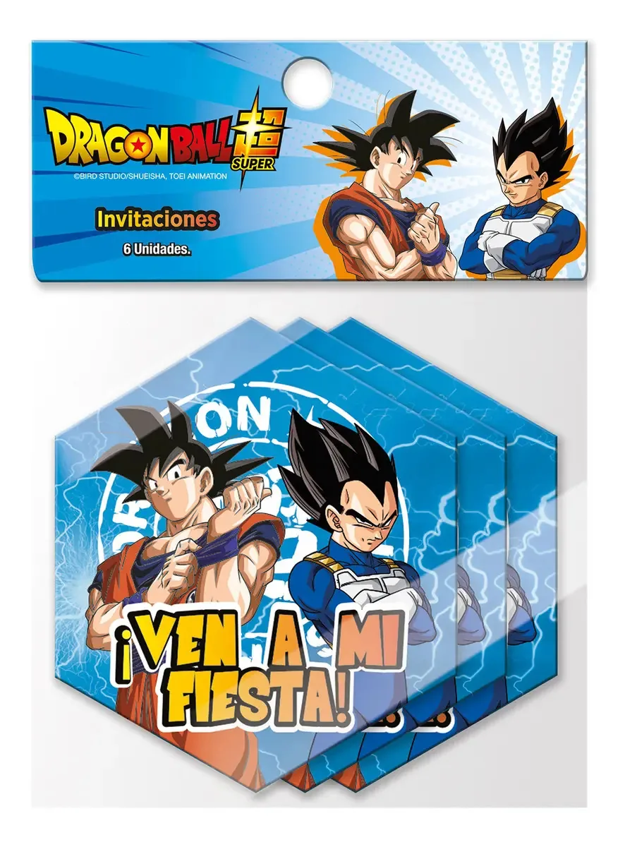 Conjunto de 6 convites Dragon Ball Blue