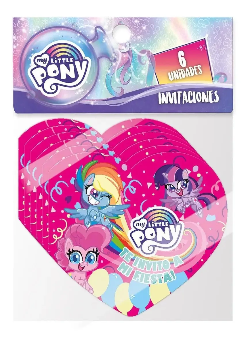 Conjunto de 6 convites multicoloridos My Little Pony Color