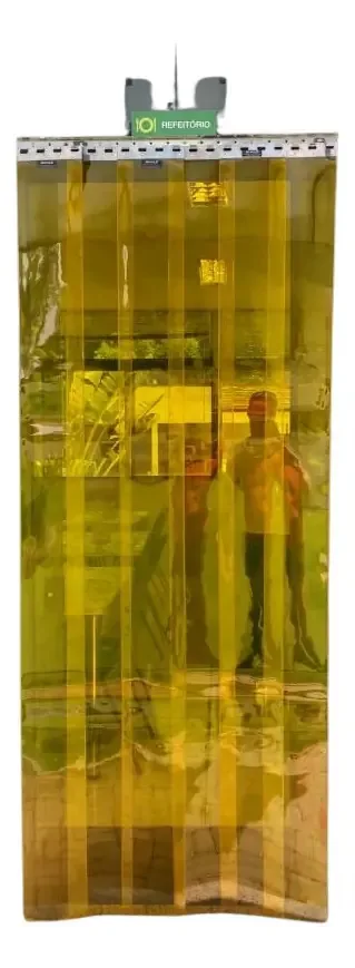 Cortina Pvc Amarelo Anti Inseto 0,80 X 2,20 Com Trilho Inox