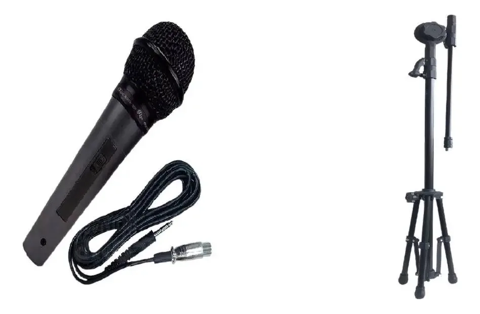 Kit 3 Microfones Com Fio Kds-300 + 3 Pedestais