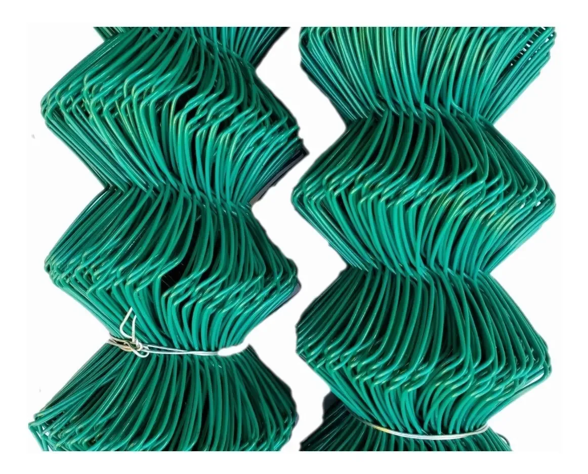 Malha de ciclone de aço com 2 m x 20 m de comprimento C/12,5 revestida de PVC verde