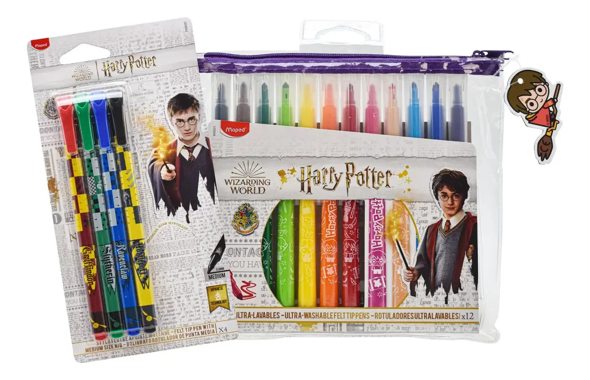 Pacote de canetas e marcadores Harry Potter mapeados com tinta multicolorida para exteriores branca