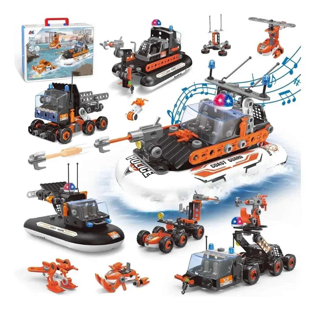 Brinquedo de engenharia 5 em 1 DIY para veículos de construção