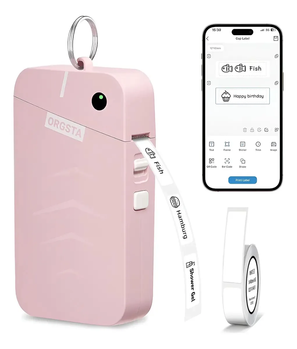 Máquina de etiquetagem portátil Bluetooth para organização rosa