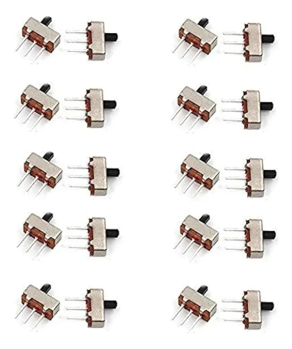 Interruptor de alavanca vertical Lot 100u SS-12d00 1p2t: compacto, para PCB/Protoboard, ideal para projetos eletrônicos, robótica e controle elétrico de baixa tensão.