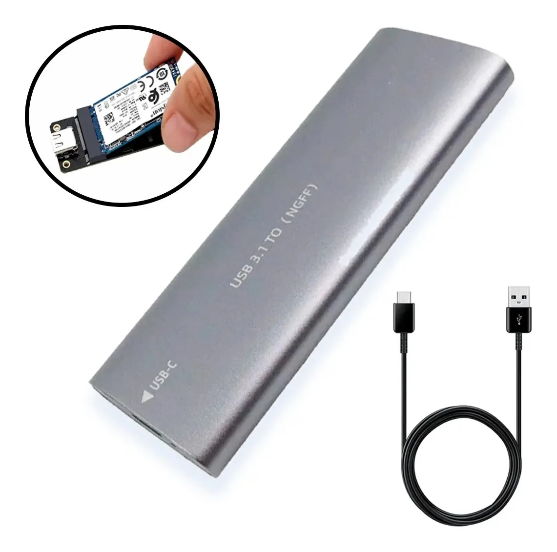 Capa SSD M.2 Sata A Usb 3.0 (SSD vermelha M.2 Sata Not Nvme) Cor cinza