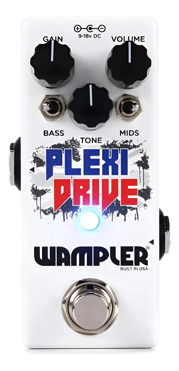 Pedal Mini Overdrive com 5 controles e creme True Bypass