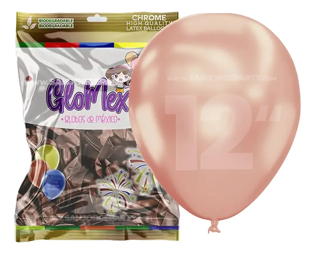 Balões cromados Glomex #12 C/50 Escolha cores cromado rosa dourado cromado