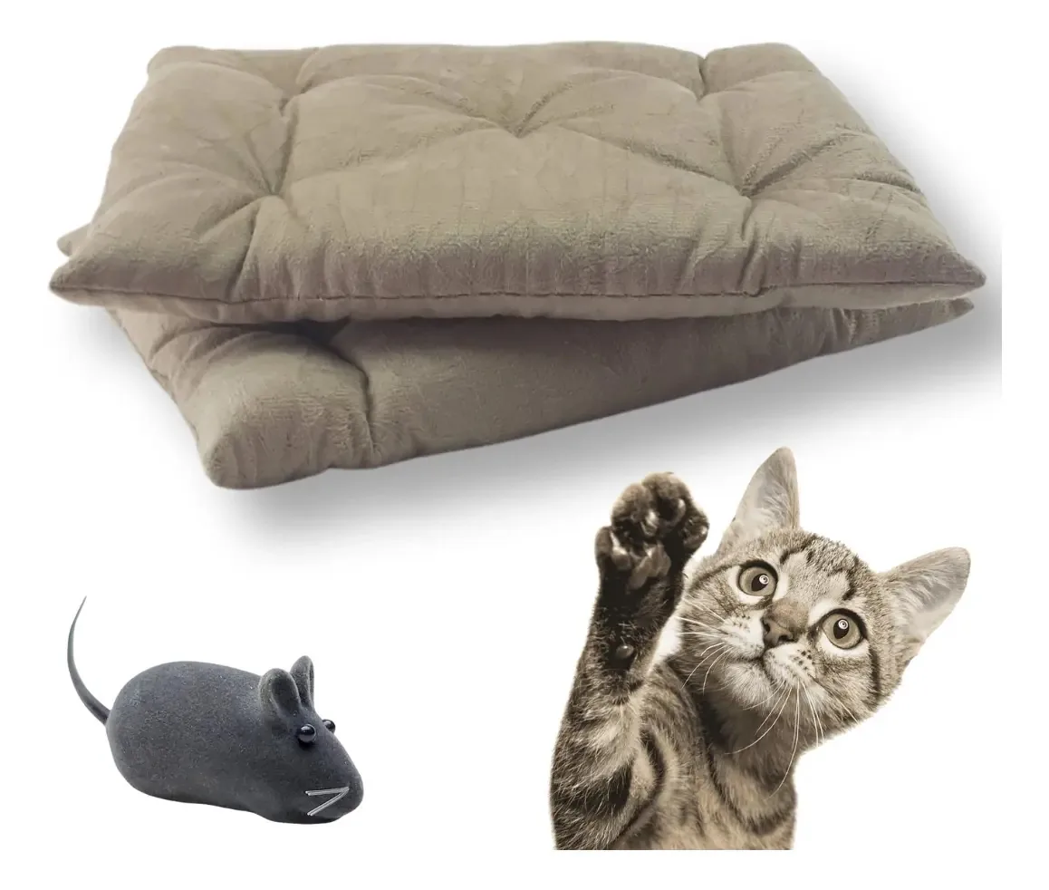 Kit Playground Gatos Nekocat - 2 Almofadas Suede 40cm Cor Bege