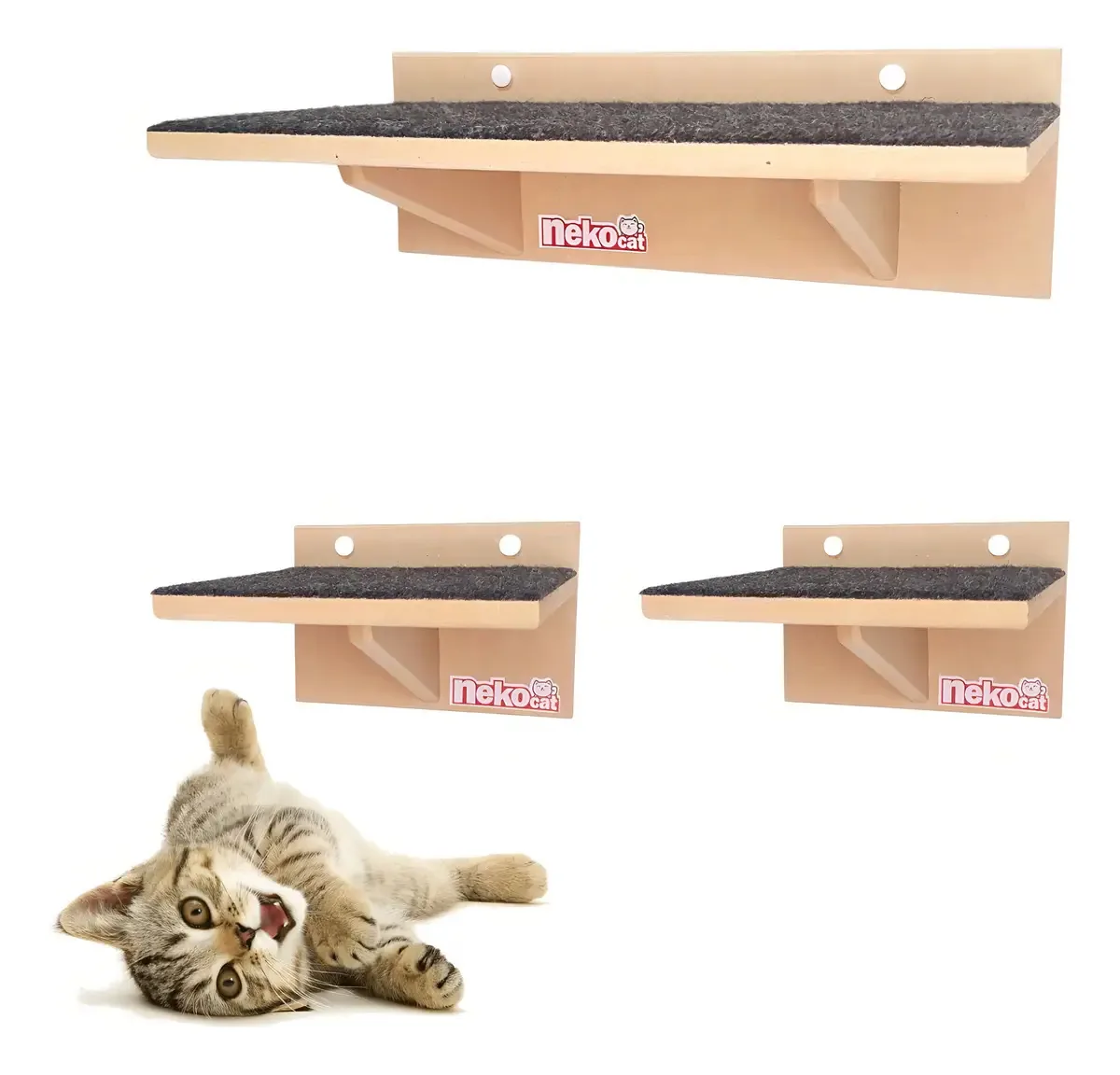 Kit Gatos Prateleiras Degraus Playground Mdf Nekocat 03 Pcs