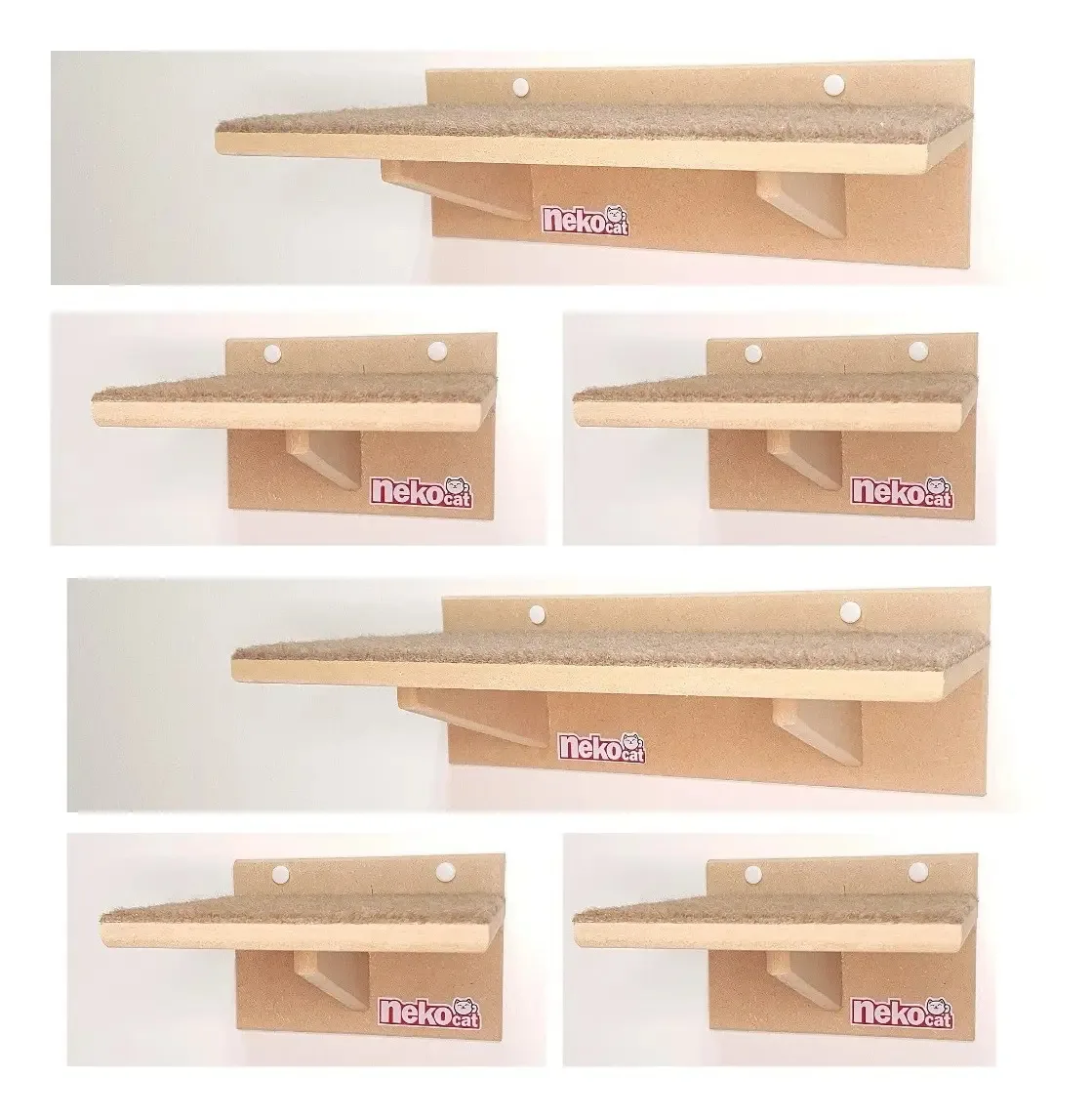 Playground Gatos Prateleiras E Degraus Mdf Nekocat Kit 06pcs