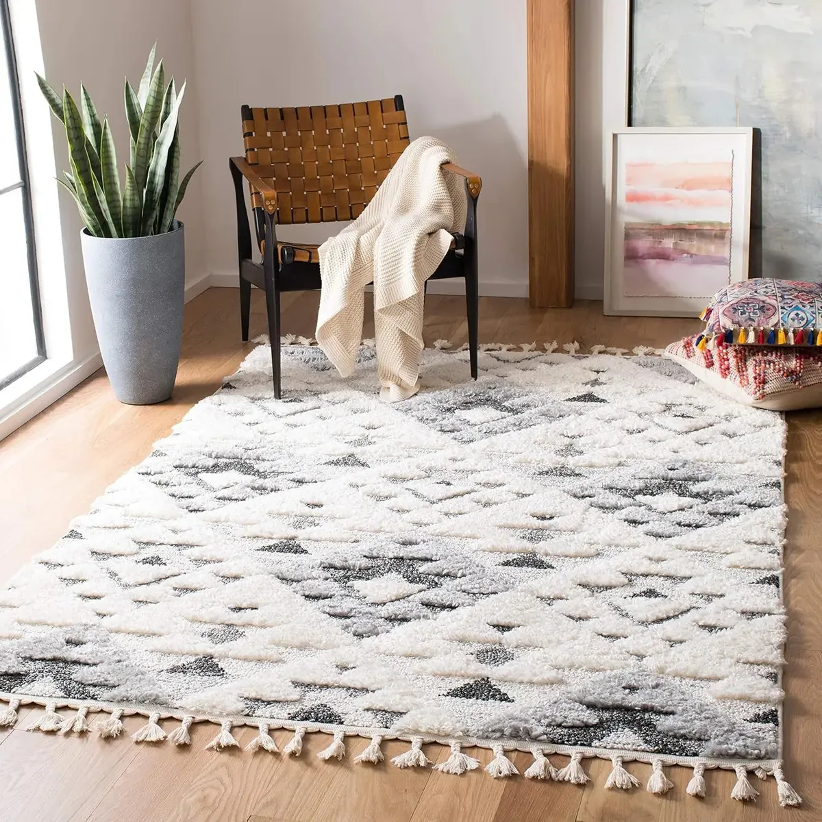 Tapete felpudo marroquino com franjas - Boho Design, MTs688f