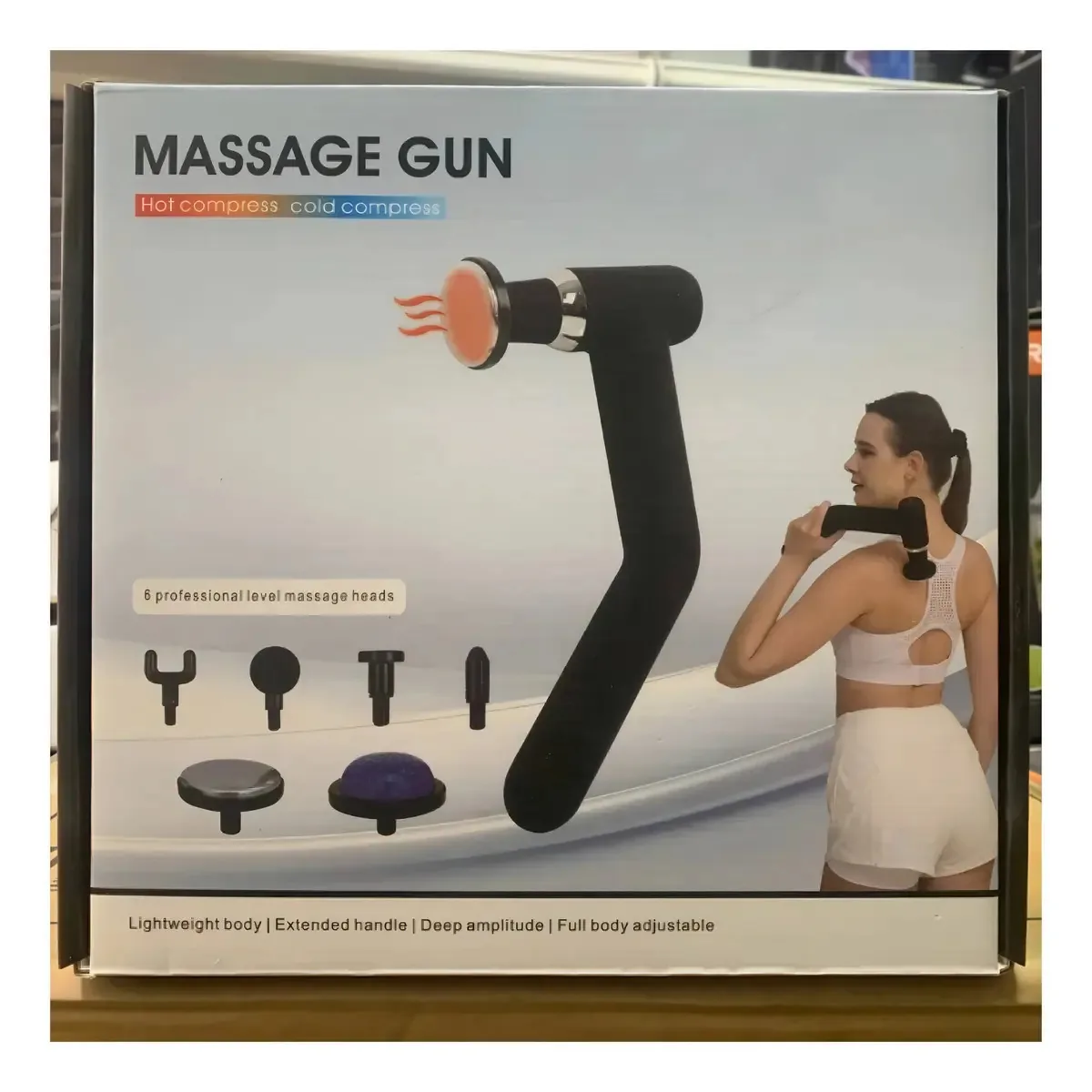Pistola de massagem portátil preta Pistola de massagem de extensão