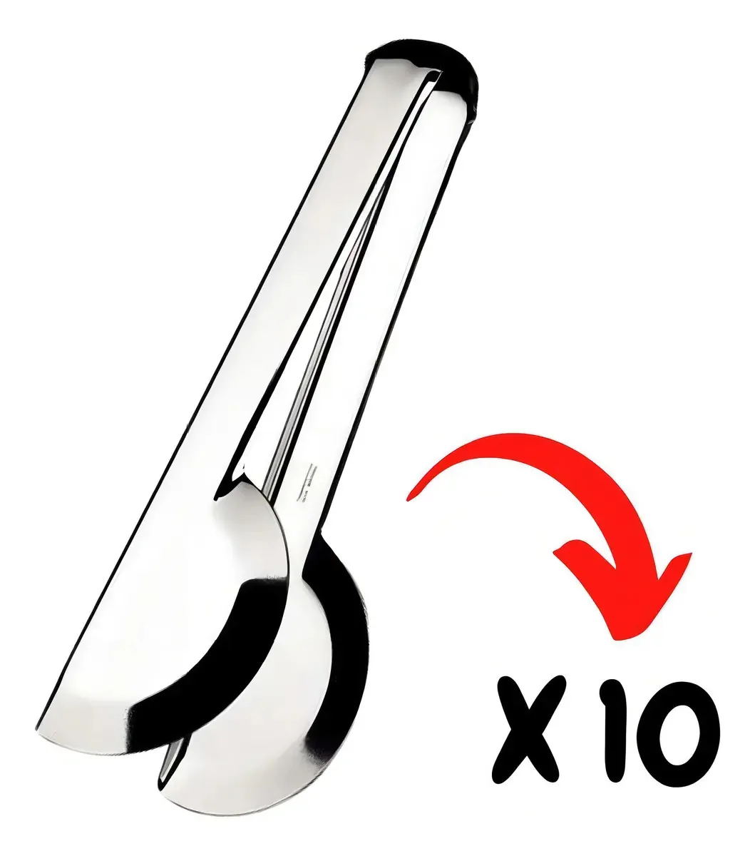 Kit 10 Pinça Pegador De Doces Salgados Lanches Aço Inox 29cm