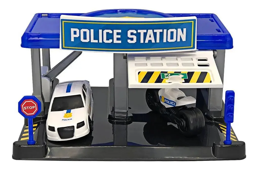 Brinquedo Infantil Base Policial Estação Completa Carro Moto