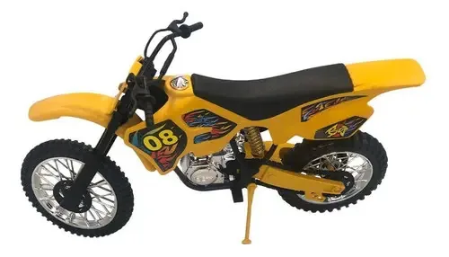 Moto De Motocross De Brinquedo Com Apoio Grande 36cm Amarela