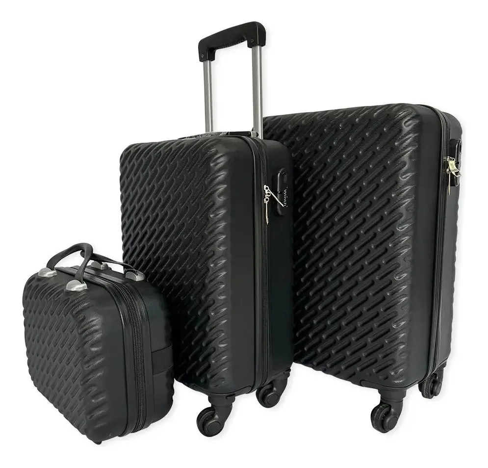 3 Malas Viagem Preta Interior C/divisão Exterior Resistente