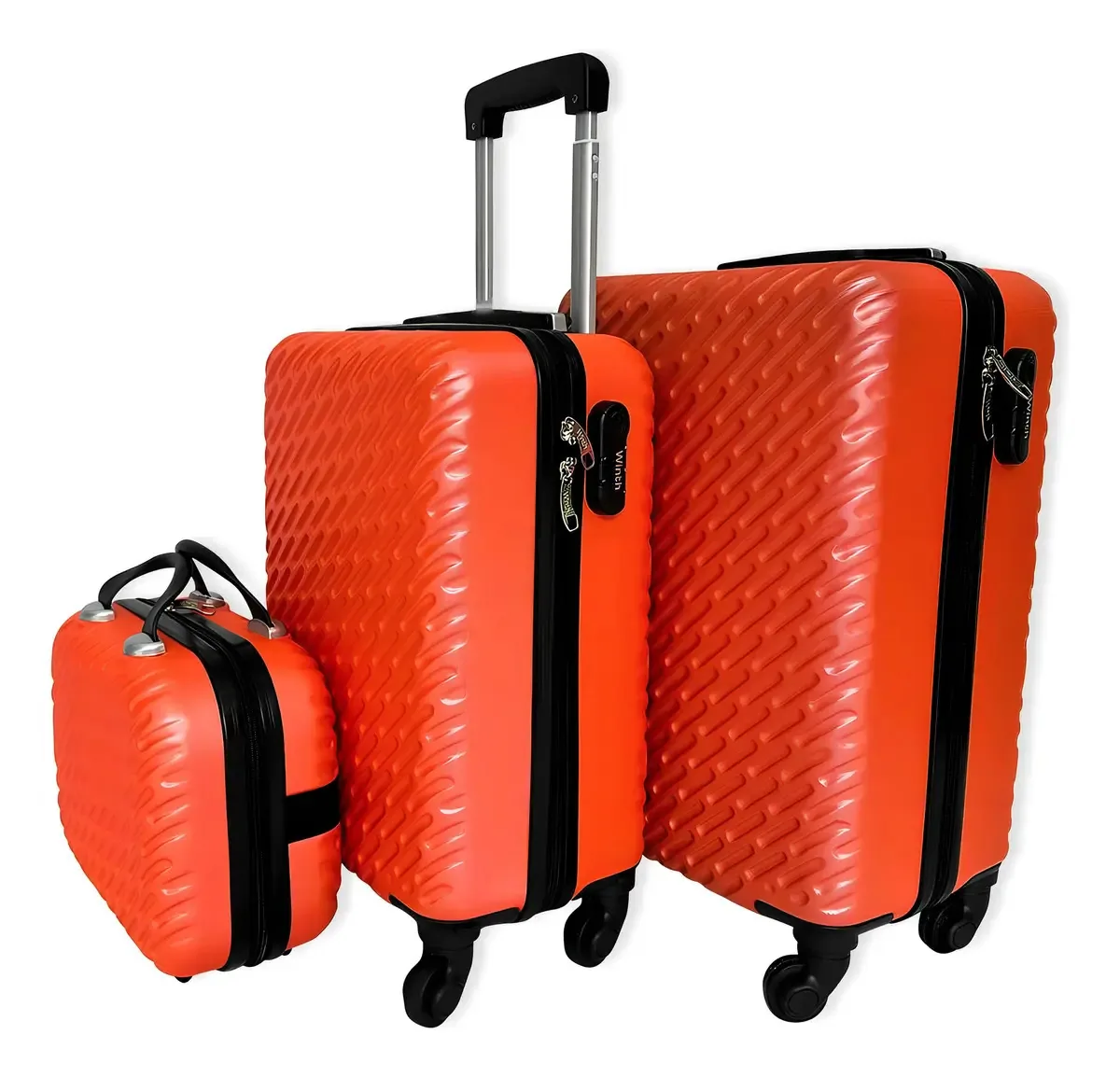 3 Malas Viagem Salmão Red Interior Divisão Exterior Rígido