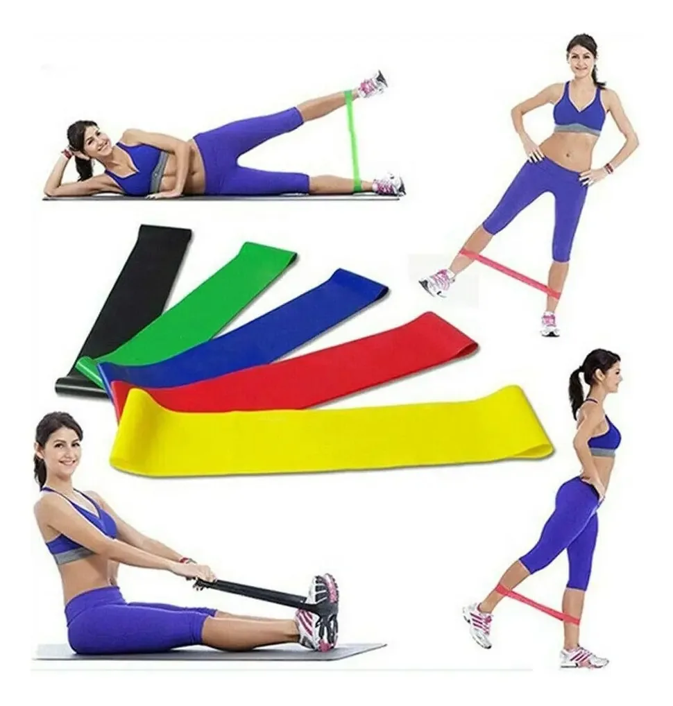 Kit 05 Faixas Elástica Ginástica Fitness