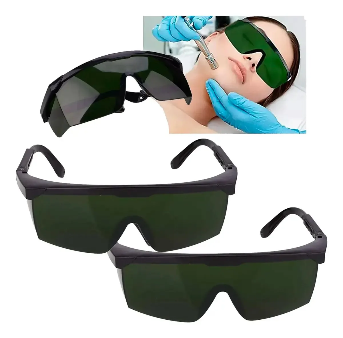 2 lentes: óculos, verde, depilação a laser definitiva, premium, cor verde escuro
