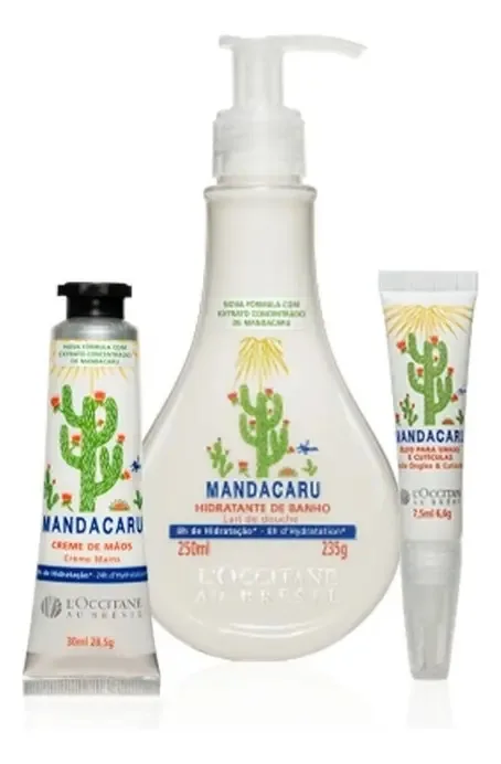 Kit De Cuidado Com A Pele L'occitane Au Brésil Mandacarú Presente Kit Mandacarú Para Pele Normal Seca Ressecada Sensivel - 3 Peças