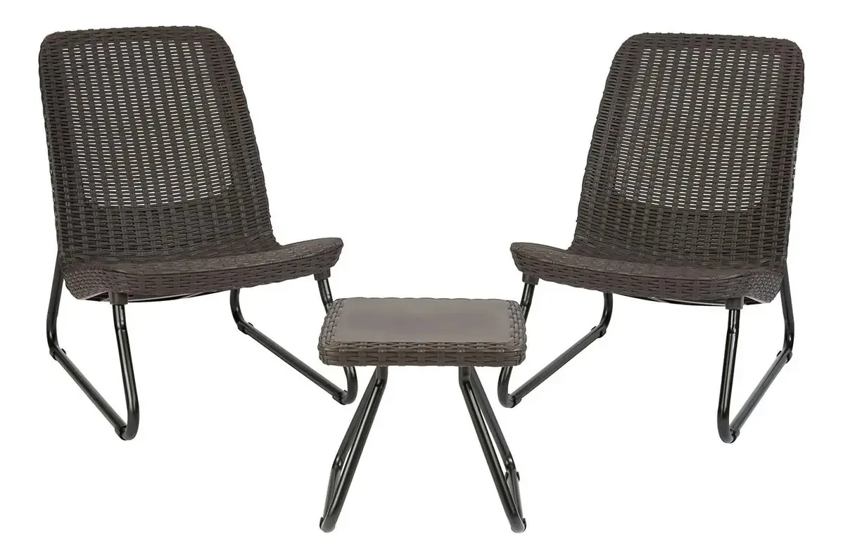 Conjunto de 3 peças Keter Rio, para terraços, jardim e varanda com estrutura marrom