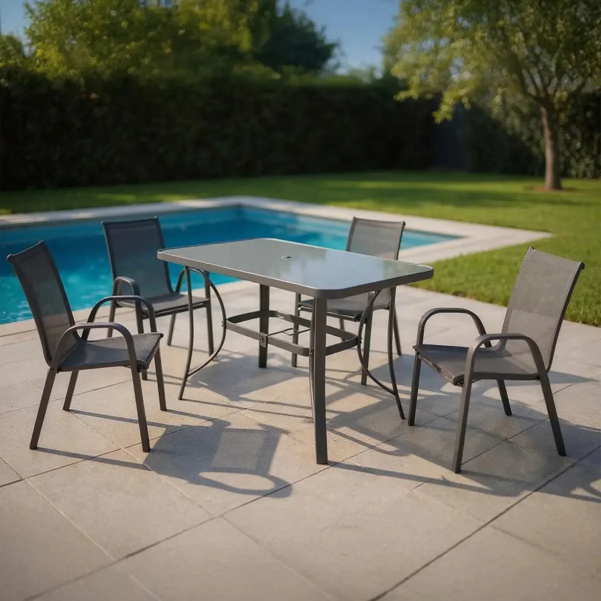 Mesa Jardim Aço Dobrável Retangular Brazil Home Living 4 Pessoas