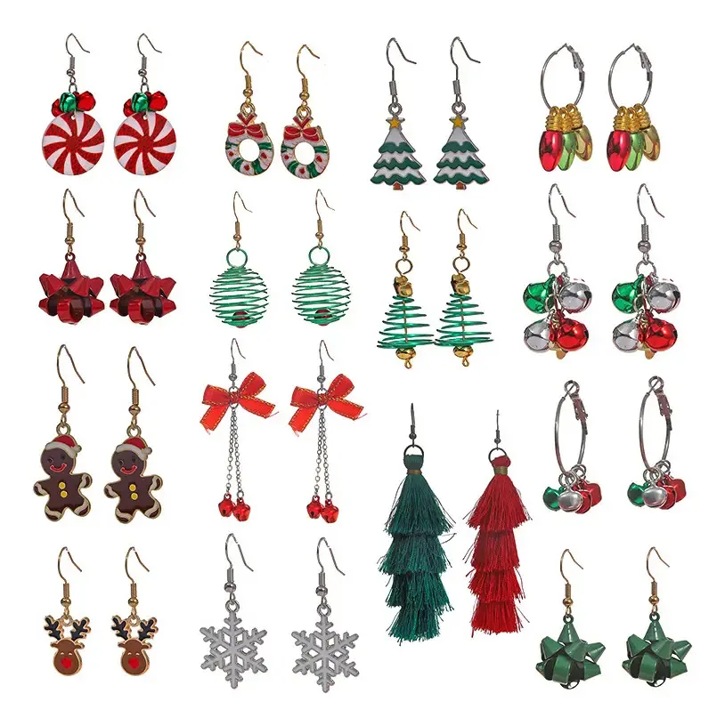 Brincos de Natal femininos, joias, brincos, 15 pares