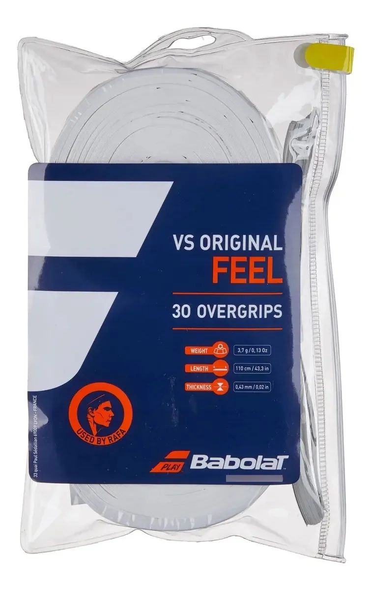 Kit 30 Overgrips Babolat Vs Feel - 30 Unidades Cor Branco