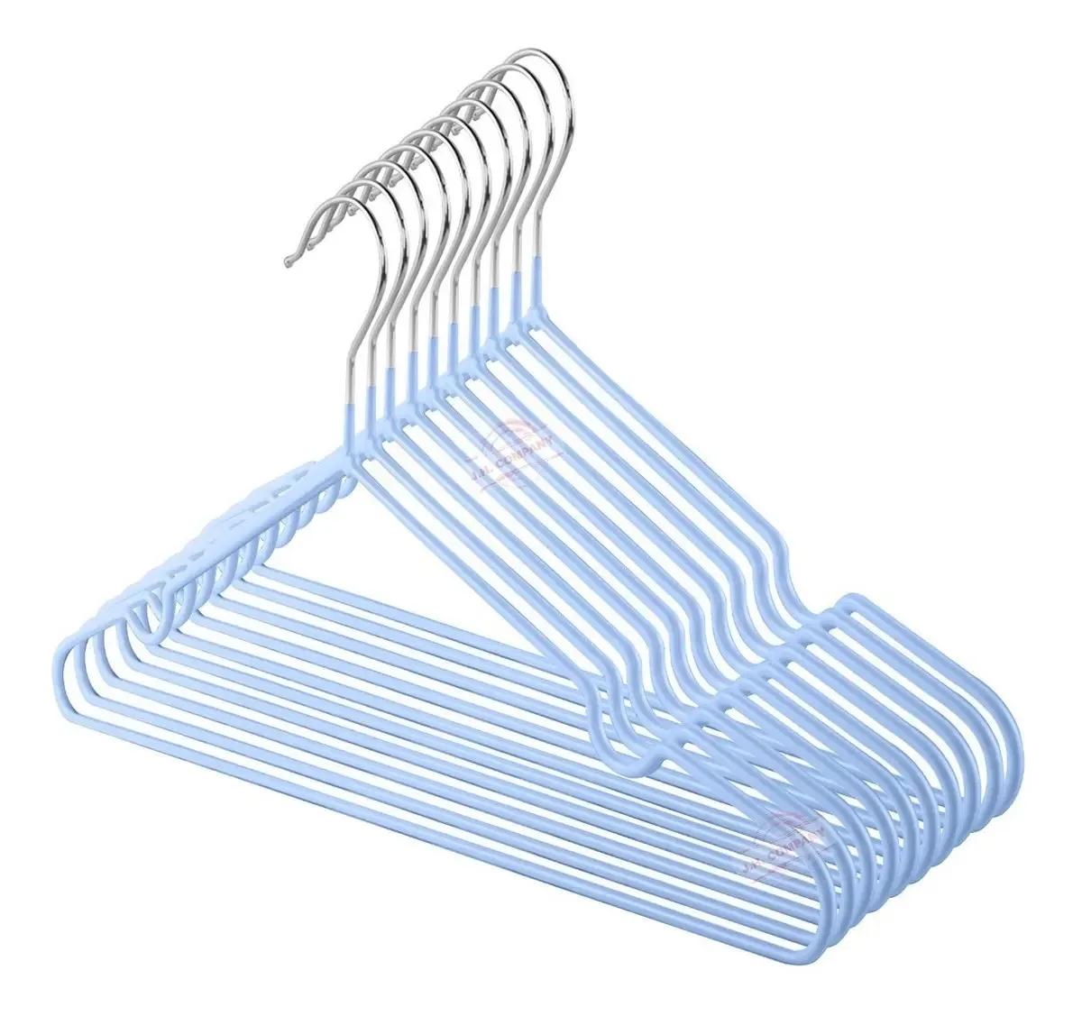 Conjunto de 10 peças de ganchos de roupa para guarda-roupa doméstico, metal 10080, cor azul