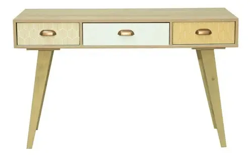 Mesa, mesa de PC, design escandinavo, gavetas sublimadas, cor de melamina texturizada de carvalho