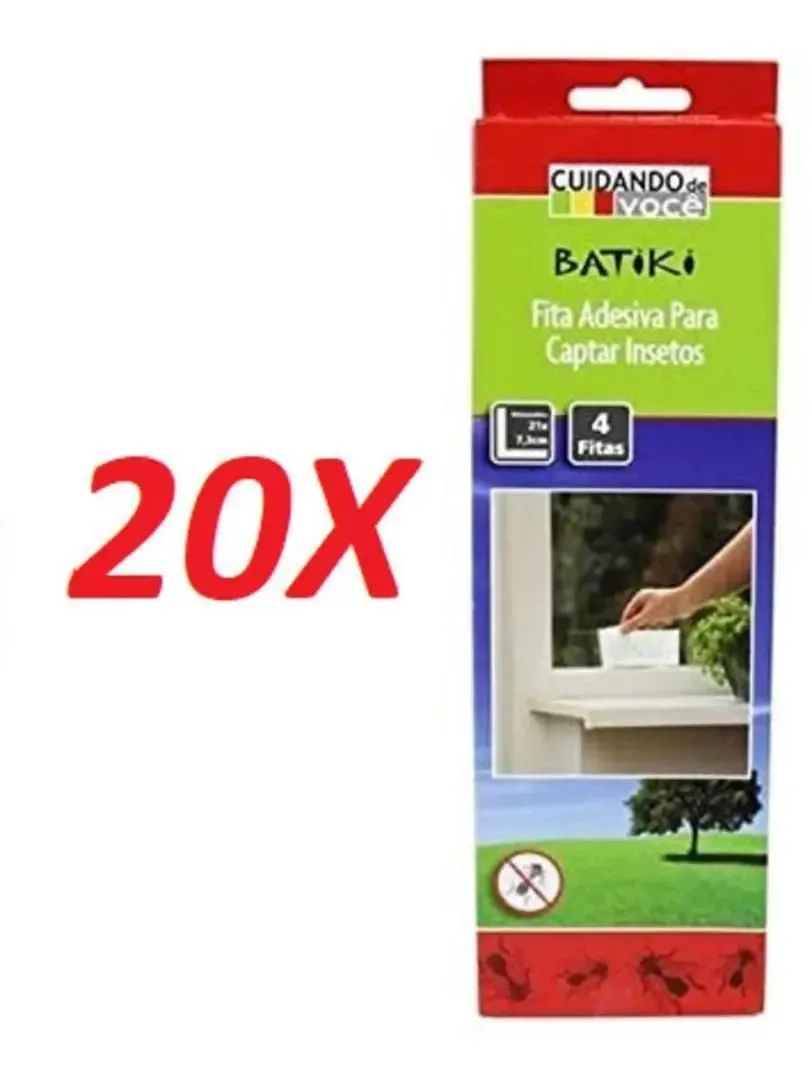 Kit 20 Fita Adesiva 4 Unidades Cada Pack Armadilha Insetos