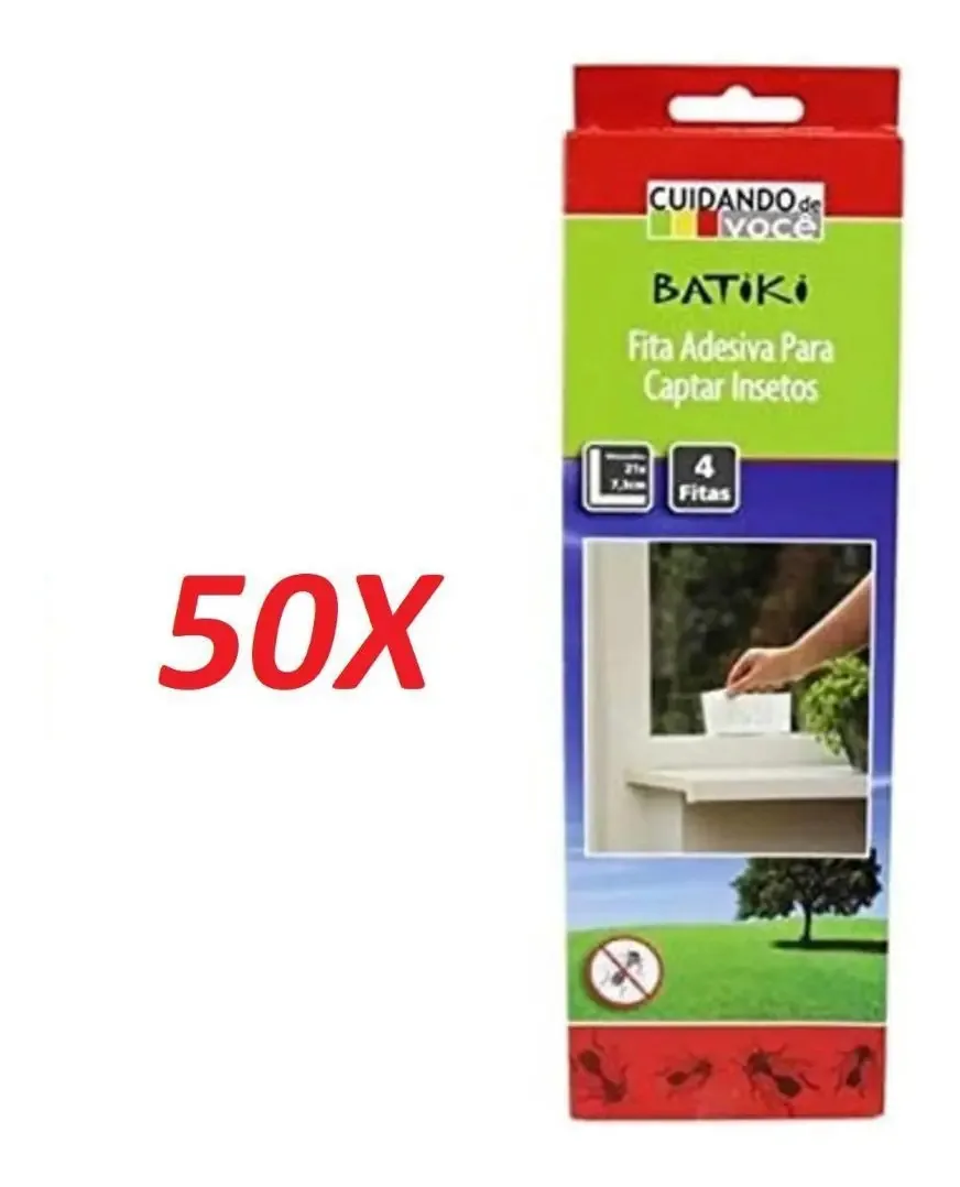 Kit 50 Fita Adesiva Armadilha Insetos Com 4 Unidades Cada