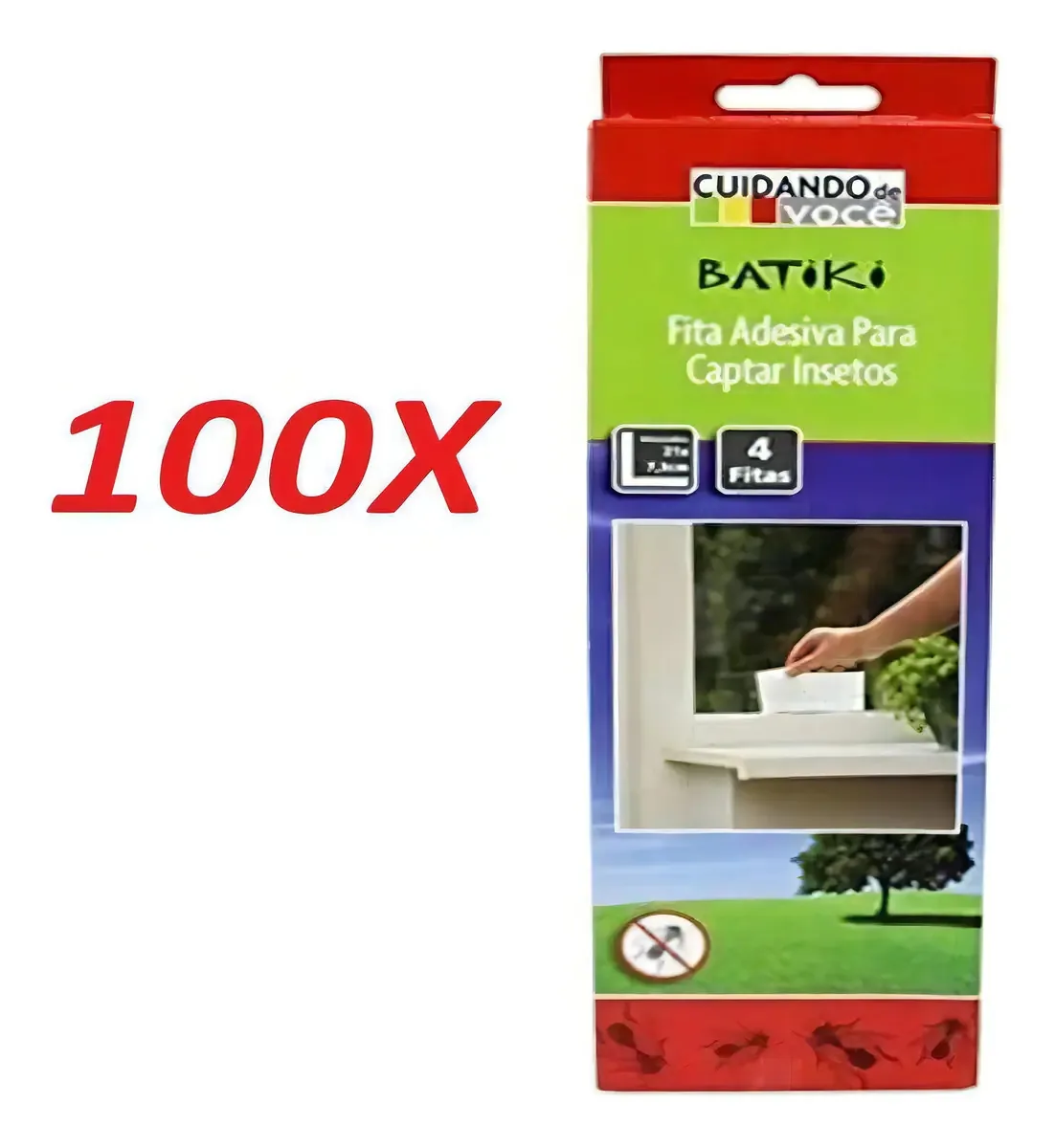 Kit 100 Fita Adesiva Armadilha Para Inseto 4 Unidades Cada