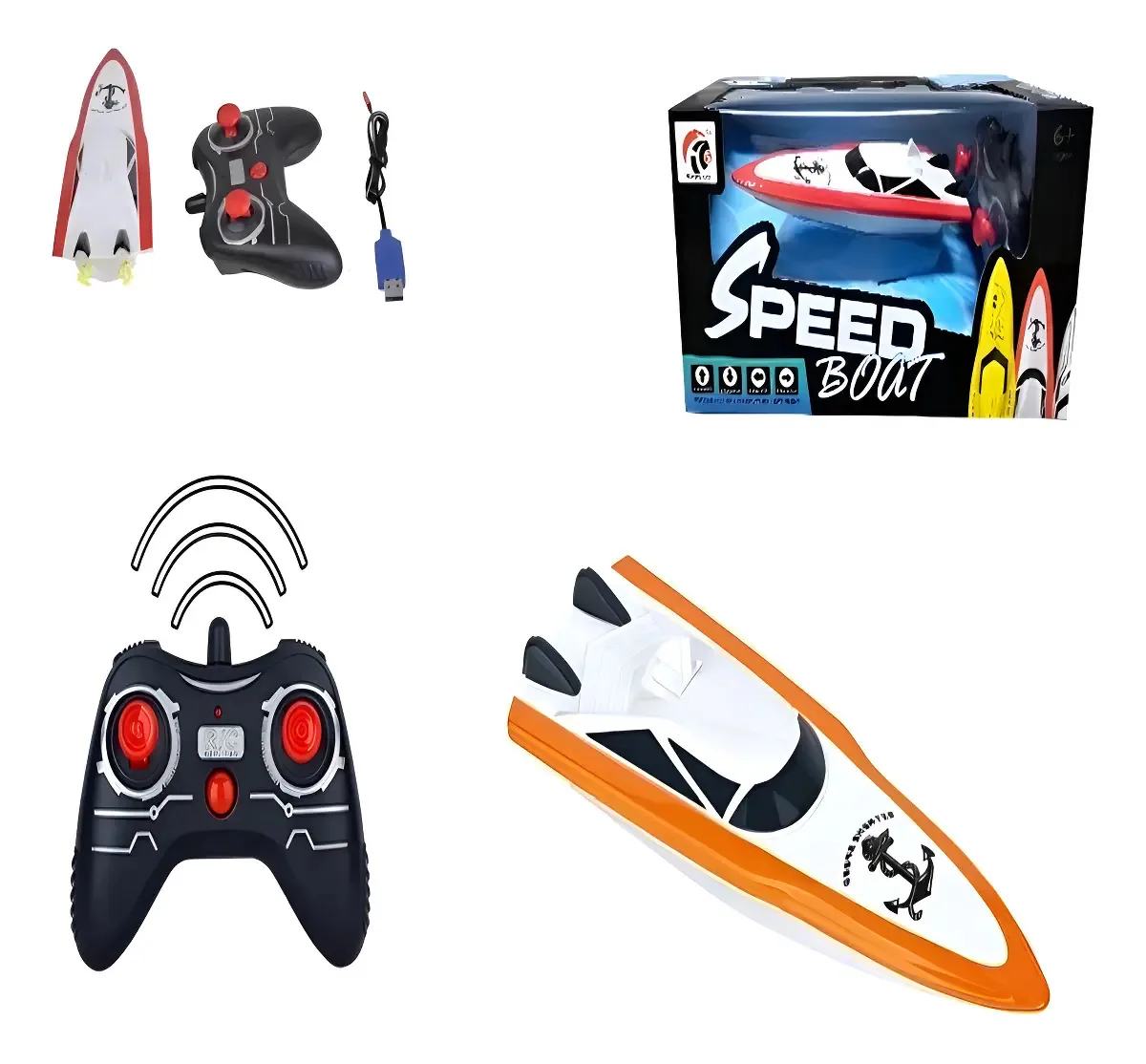 Barco Lancha Controle Remoto Maketoys HY664-103 Recarregável