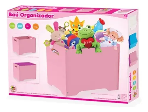 Caixa Bau Organizador De Brinquedos Infantil Rosa Meinas