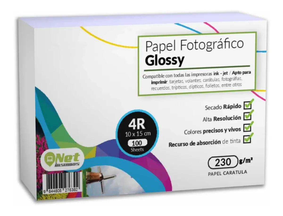 Papel fotográfico brilhante 4r 230 Gr 100 folhas
