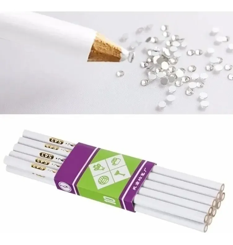 Lápis de unhas mágico Levanta Strass Crystal Decoration X10 cor branca