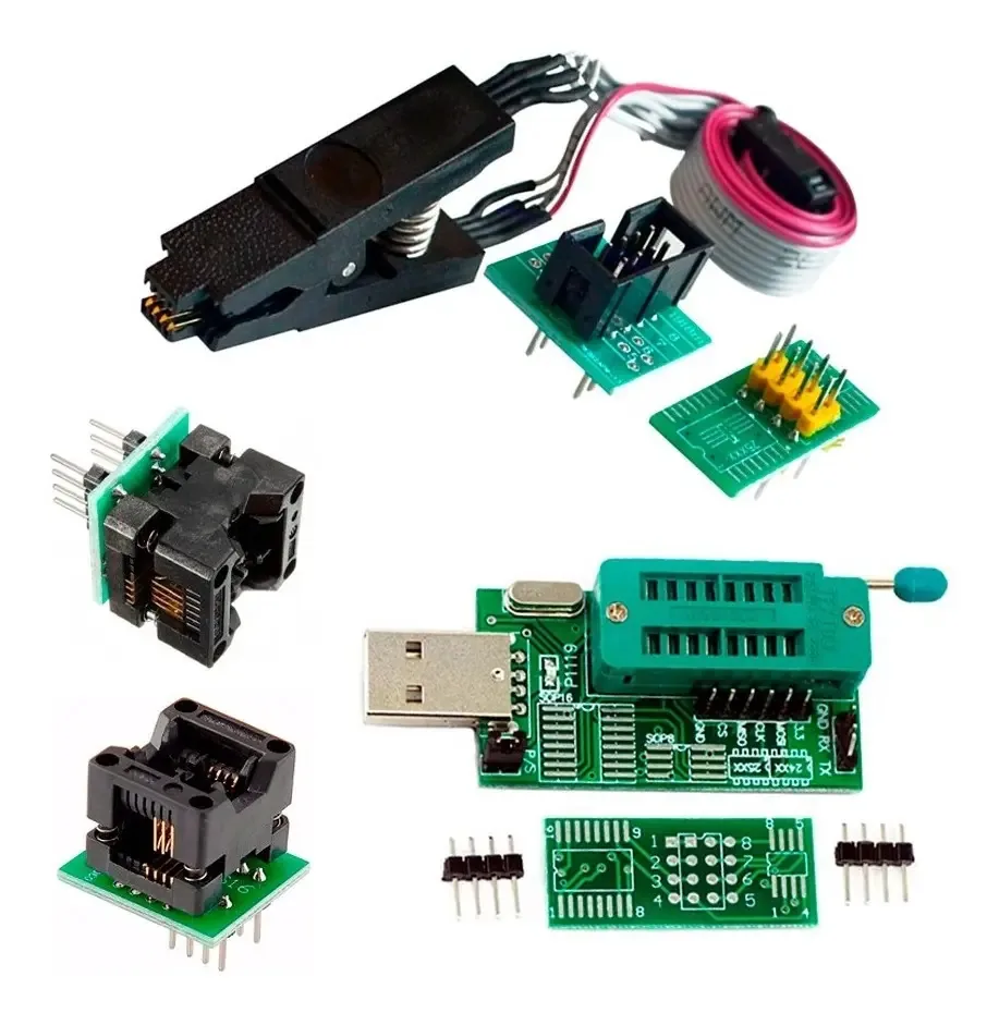 Combo Ch341a Usb+ Braçadeira + Adapt Soic8 200mil + Soic8 150mil
