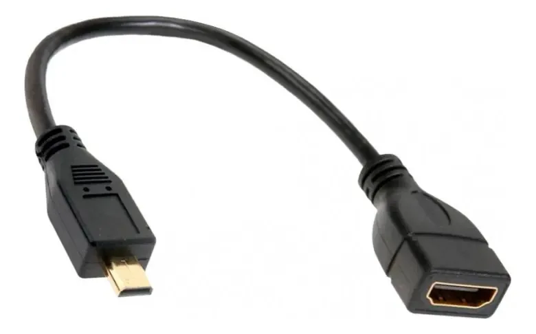 Adaptador de áudio e vídeo Micro Hdmi macho para HDMI fêmea de 15 cm