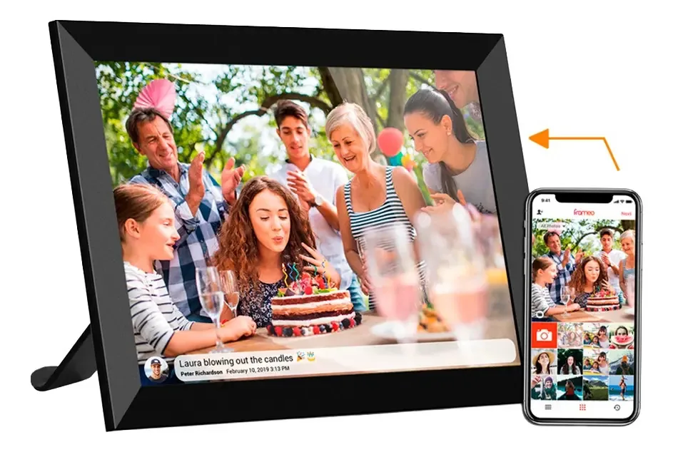 Moldura digital Frameo 10.1 Wifi 32gb com moldura fotográfica preta