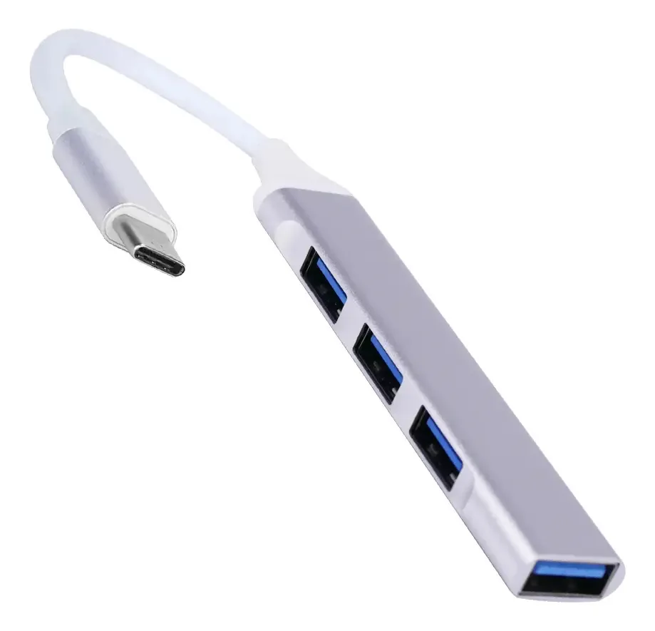 Adaptador USB C para USB 3.0 multiportas para unidades externas - prata