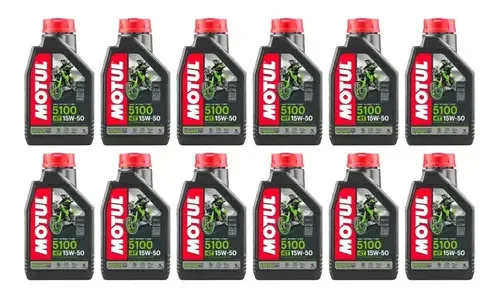 Óleo de motor Motul semi-sintético 15W-50 para motos e quadriciclos 1 kit de 12 unidades x 12L