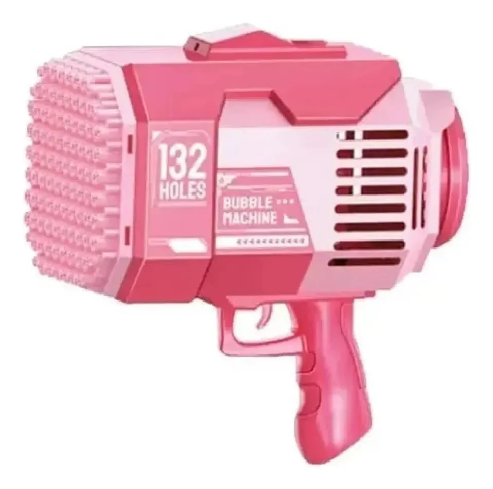 Pistola de bolhas recarregável 132 furos Launcher Pink