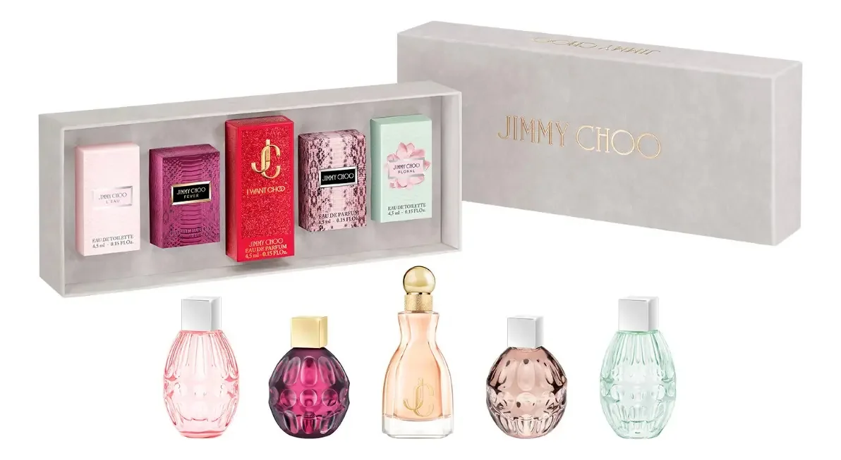 Conjunto de perfumes Jimmy Choo, caixa de 5 miniaturas de 4,5 ml