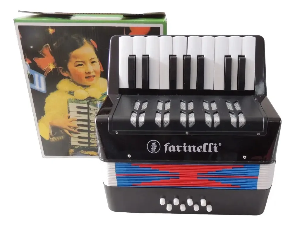 Acordeão infantil Gabrielloni Blue, 17 teclas, 8 baixos, preto